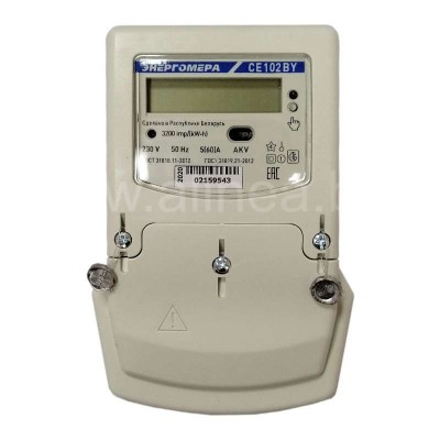 Электросчетчик СЕ102 S6, однофазный 5(60)А / 10(100)А, 230В, тип корпуса S6