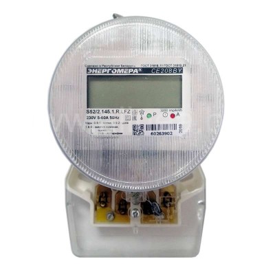 Электросчетчик СЕ208 S52, однофазный 5(40)А / 5(60)А, 230В, с PLC / RADIO - модемом