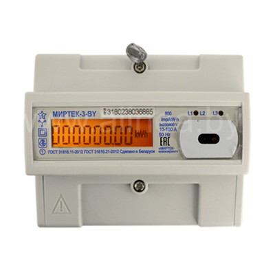 Электросчетчик «МИРТЕК-3-BY-D33» трехфазный 3*230В/400, 5(100)А, RF433/1