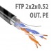 Кабель FTP (F/UTP) 2х2х0,52 Cat5e OUTDOOR (для внеш. прокл. PE, PVC/PE), катушка 305/500м