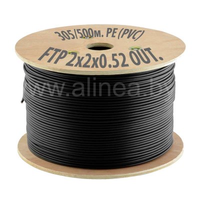 Кабель FTP (F/UTP) 2х2х0,52 Cat5e OUTDOOR (для внеш. прокл. PE, PVC/PE), катушка 305/500м