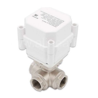 Шаровой кран трехходовой с электроприводом GIDROLOCK ULTIMATE 12V, 1/2", L-тип, CAMOZZI