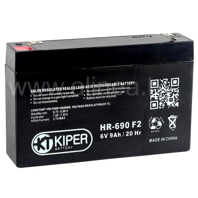 Аккумуляторная батарея Kiper HR-690 F2 6V/9Ah (7741)