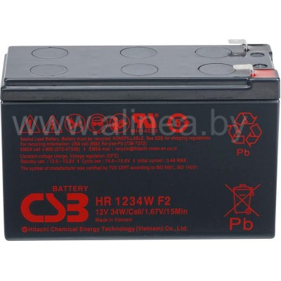 Аккумуляторная батарея CSB HR 1234W F2 12V/9Ah (7177)